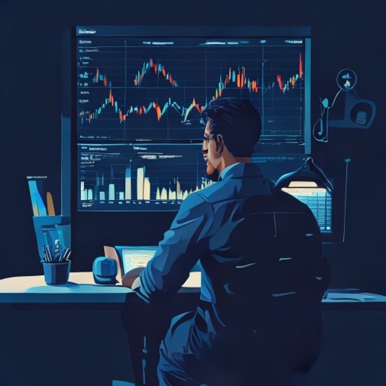 Trader observing charts, controlling emotions